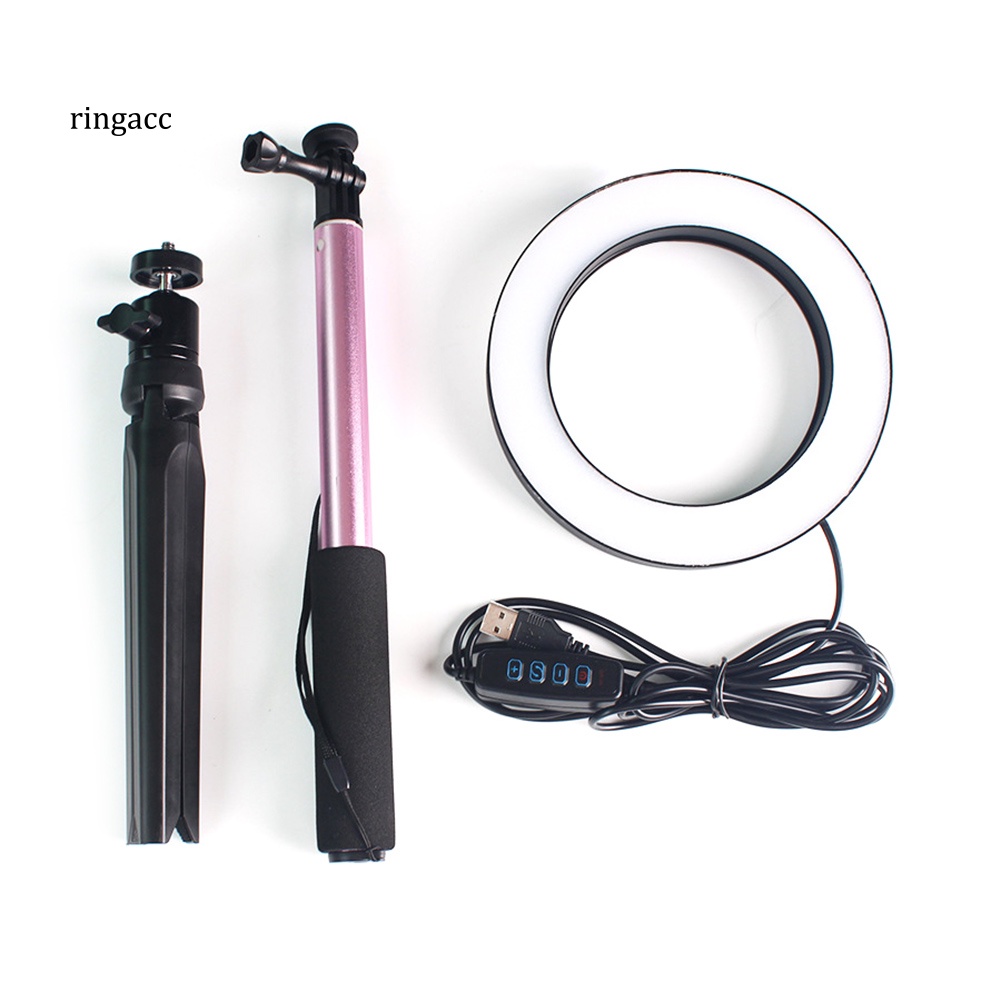 Vòng Đèn LED Tròn RGA Có Thể Điều Chỉnh Độ Sáng Kèm Giá Đỡ Ba Chân Cho Điện Thoại /