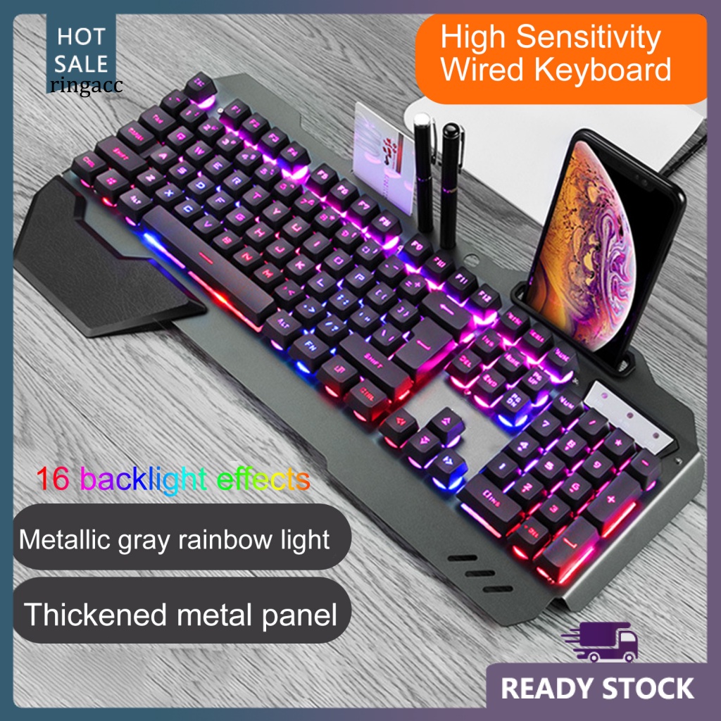 Bàn Phím Cơ Gaming Có Dây RGA RGB Giao Diện USB Nhanh Chóng Có Ngăn Đựng Bút / Khay Đựng Điện Thoại / Thẻ Chống Thấm Nước Cho Internet