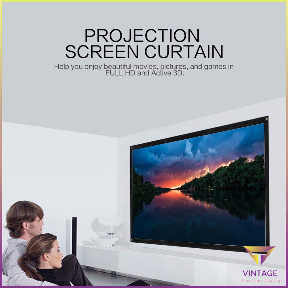 16:9 Di Động Có Thể Gập Lại Màn Hình Máy Chiếu Treo Tường Rạp Phim Tại Nhà 3D Độ Nét Cao Canvas