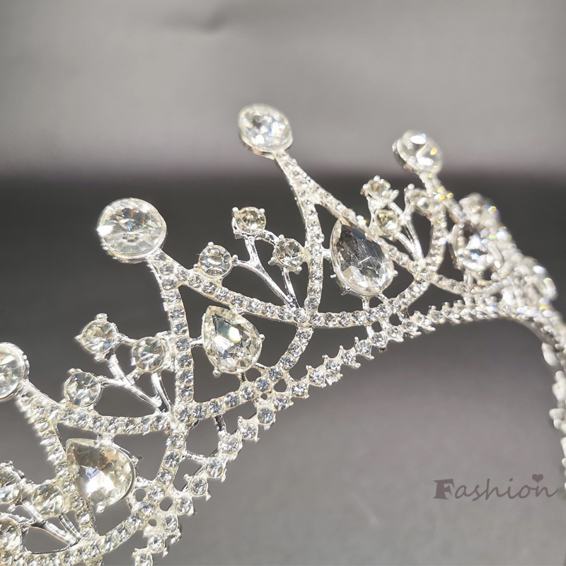 Vương Miện Hợp Kim Mạ Điện Đính Kim Cương Đơn Giản Phụ Kiện Cô Dâu Đám Cưới