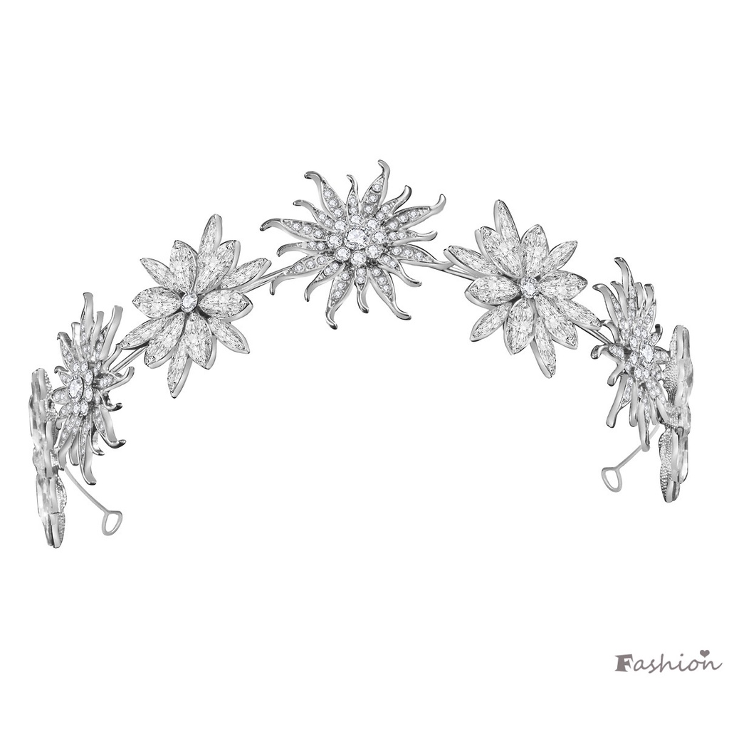 Băng Đô Hoa Tuyết Đính Đá Lấp Lánh Cho Cô Dâu