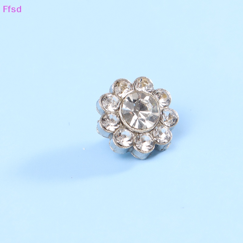 Bộ 10 Nút Áo Kim Loại Hình Bông Hoa Đính Đá Trang Trí Sổ Tay DIY