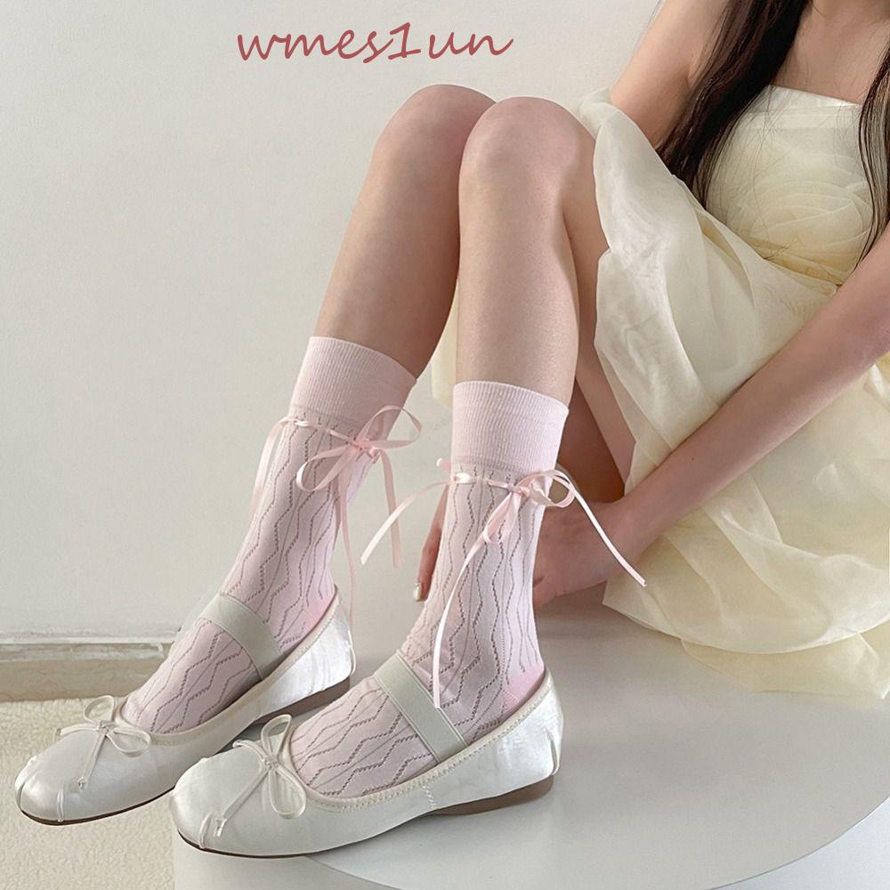 Tất Ống Đính Nơ Ruy Băng Thời Trang Lolita Nhật Bản WMES15H