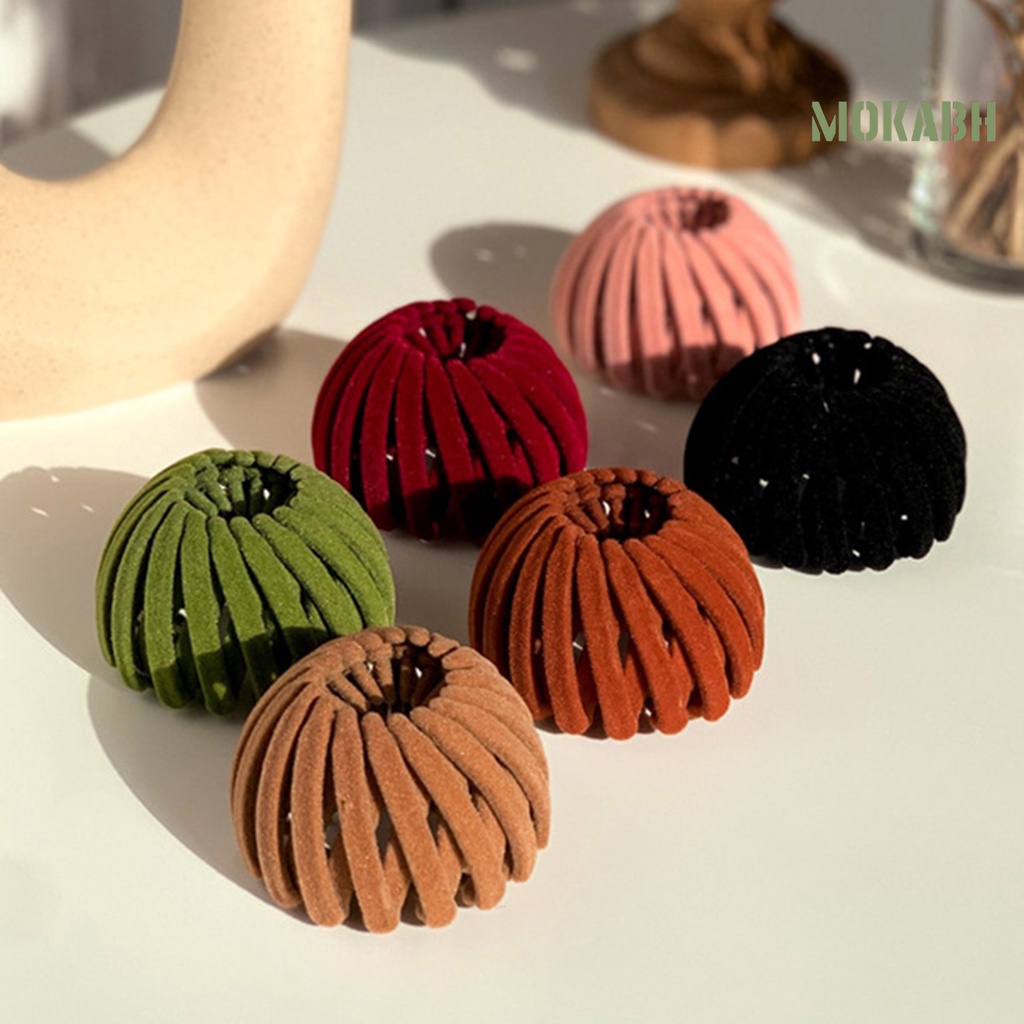 [Mok Abh] Dây Buộc Tóc Hình Tổ Chim Bằng Nhựa Resin Thanh Lịch Có Thể Thu Gọn Cho Nữ