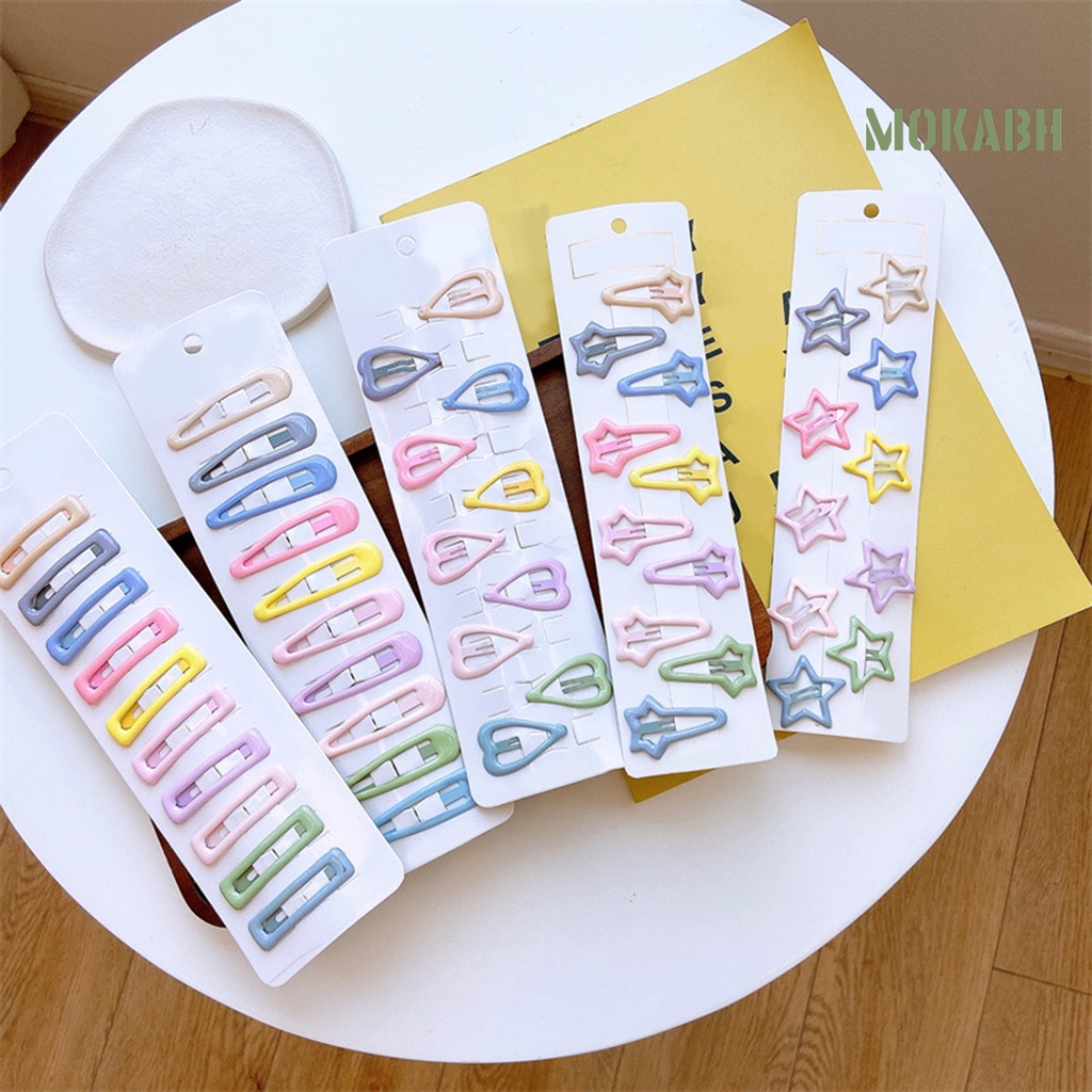 10 Kẹp Tóc Co Dãn Chống Trượt Họa Tiết Hình Ngôi Sao Trái Tim Hoạt Hình