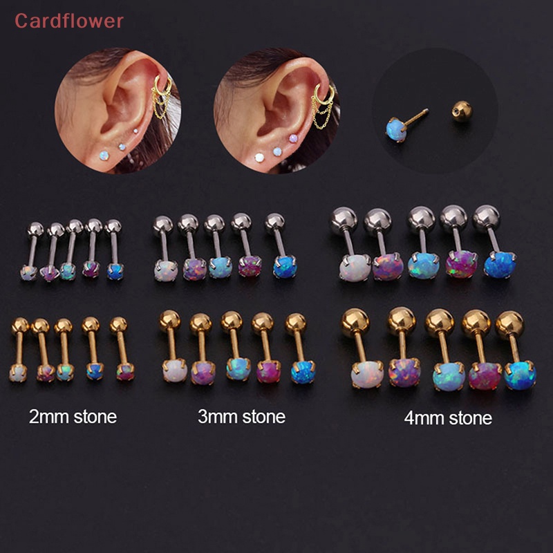 1 Khuyên Tai Dạng Xoắn Ốc Đính Đá Opal Nhiều Màu Mới