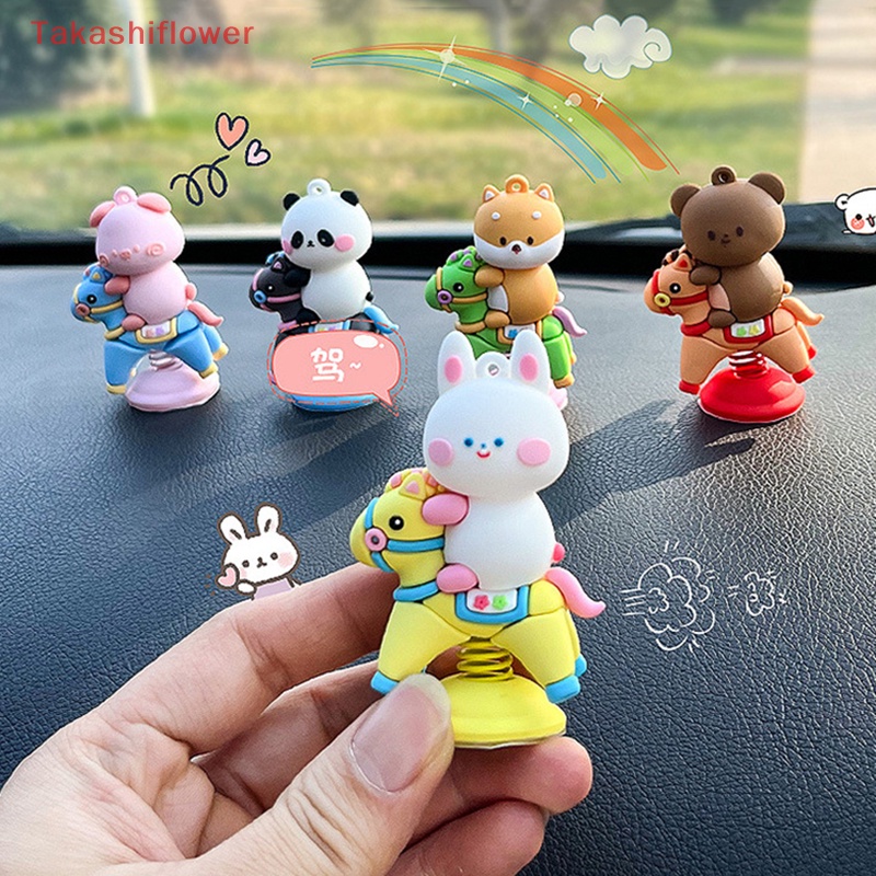 1 Búp Bê Lắc Đầu Hình Thỏ Gấu Hoạt Hình Trang Trí Bảng Điều Khiển Xe Hơi