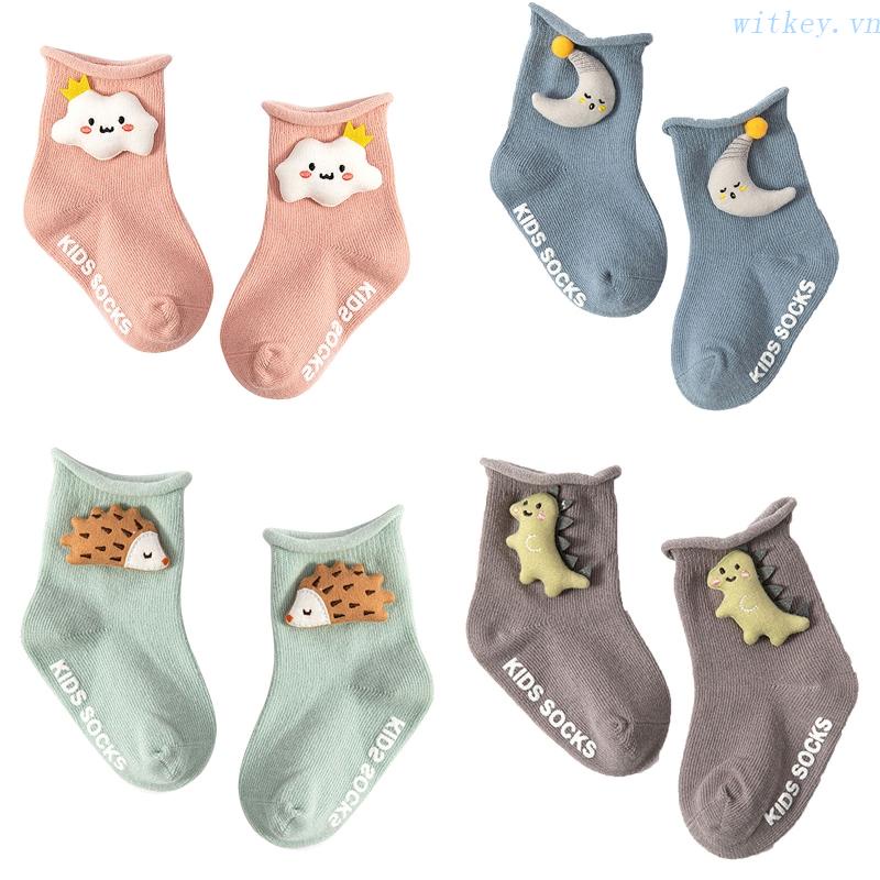 Vớ Thuyền Vải Cotton 3D Tay Cầm Silicone Chống Trượt Cho Búp Bê Sơ Sinh