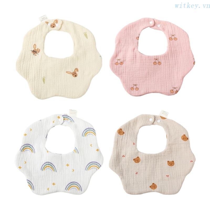 Yếm Ăn Viền Cánh Hoa Thấm Hút Cao Dành Cho Em Bé Sơ Sinh