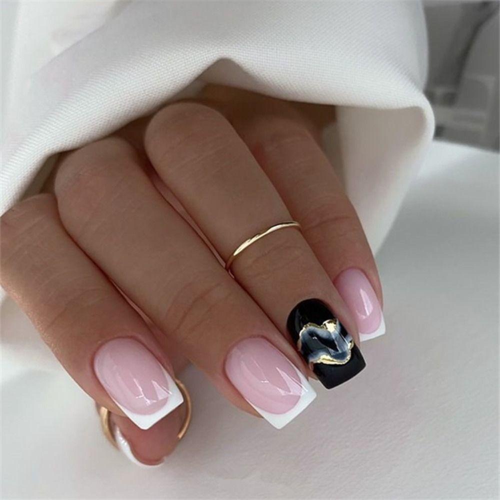 Set 12 Nhãn Dán Móng Tay Tự Dính Họa Tiết Cẩm Thạch Trừu Tượng Cổ Điển