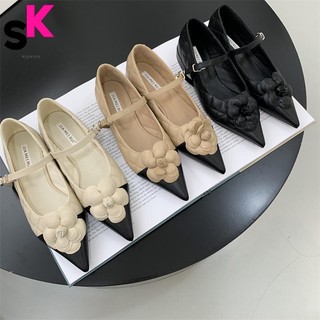 Sk Giày Búp Bê Mary Jane Đế Phẳng Phong Cách Pháp Có Khóa Hoa Phong Cách Mới Dễ Phối Đồ