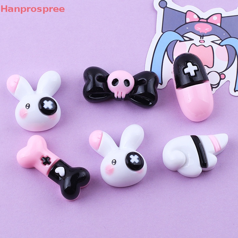 Bộ 10 Kẹp Tóc Hình Thỏ Hoạt Hình Bằng Nhựa Resin Bóng DIY