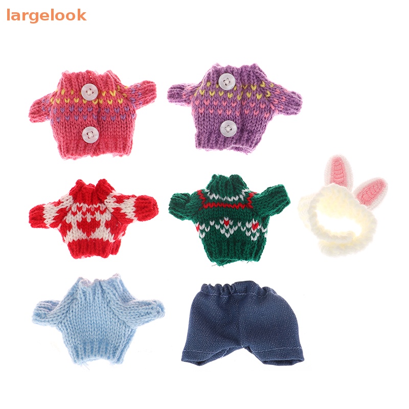 Set Đồ Gồm Áo Sweater Và Quần Ngắn Hình Tai Thỏ Dễ Thương Cho Búp Bê 1 / 12