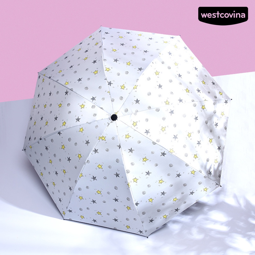 [COD]☁Dù Gấp Mini Chống Gió / Tia UV / Thấm Nước In Họa Tiết Ngôi Sao Thời Trang