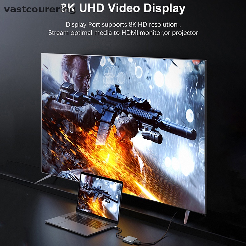 Bộ Chia Cổng USB 8K 60Hz DP 3 Trong 1 Sang Cổng Hiển Thị 4K @ 120 Type C PD 100W EN
