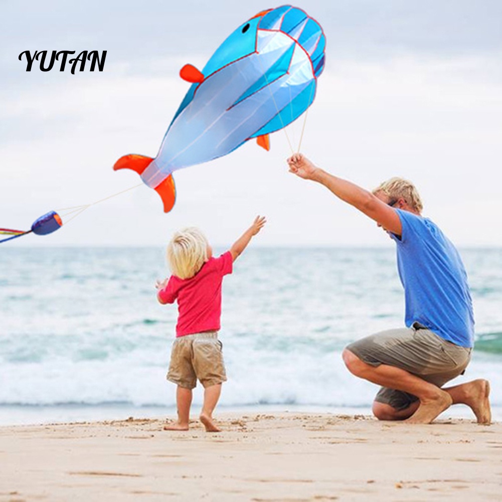 Diều Bay Hình Cá Heo 3D Không Khung Với Dây Thả 30m Cho Bé