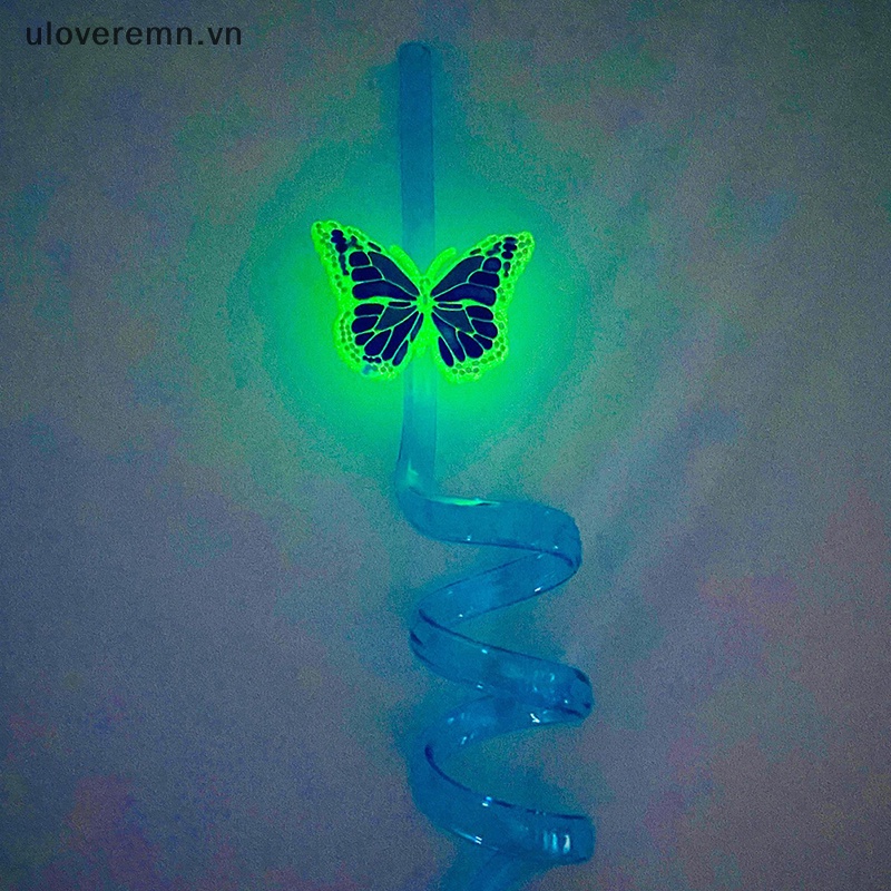 Uloveremn Mới Ống Hút Hình Bướm Có Đèn Ngủ Sáng Tạo Trang Trí Tiệc Cá Nhân Hóa