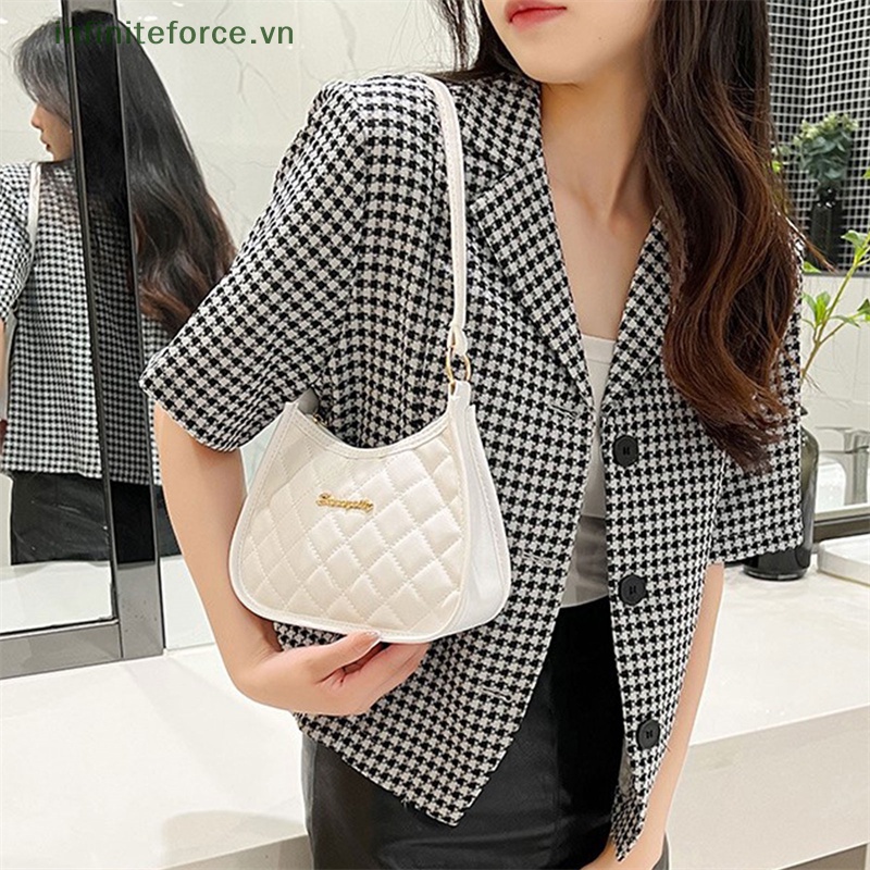 Túi Xách Da PU Màu Trơn Thêu Họa Tiết Hình Thoi Thời Trang Cho Nữ