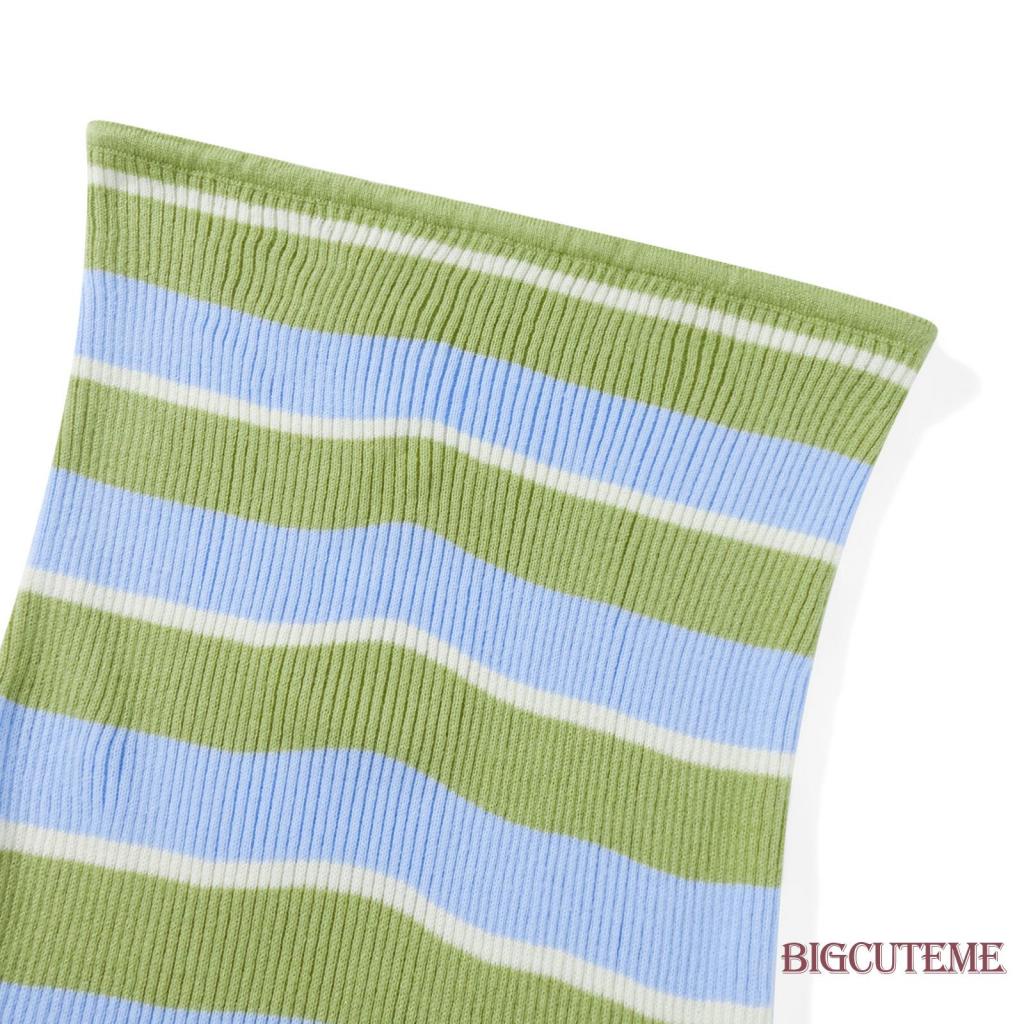 [] Đầm Midi Dệt Kim Không Tay Kẻ Sọc Màu Sắc Tương Phản Thời Trang Mùa Hè Dành Cho Nữ