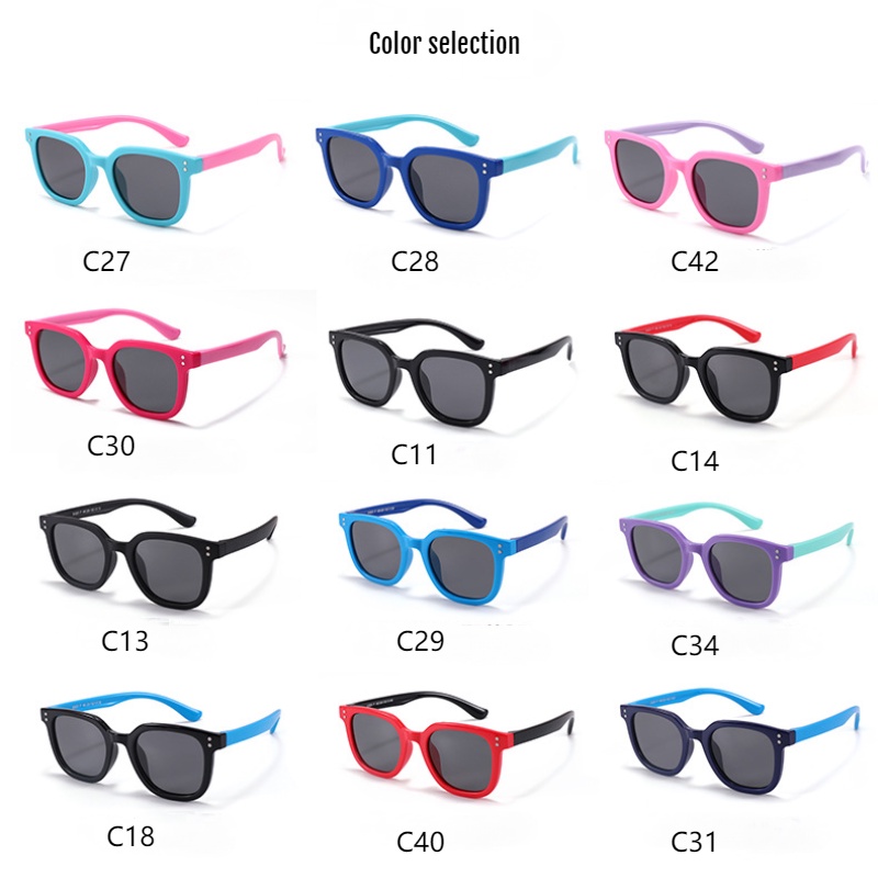 Kính mát phân cực CHARMRAY gọng vuông silicon thoải mái cho bé trai và bé gái