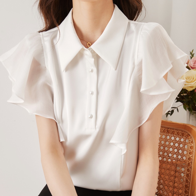 Áo Kiểu Đa Năng Thiết Kế Trẻ Trung Hợp Thời Trang◆Giày Thể Thao In Chữ Yes Yes Thời Trang Năng Động◆Áo Sơ Mi Trắng Tay Cánh Tiên Phong Cách Mới 2023 Cho Nữ