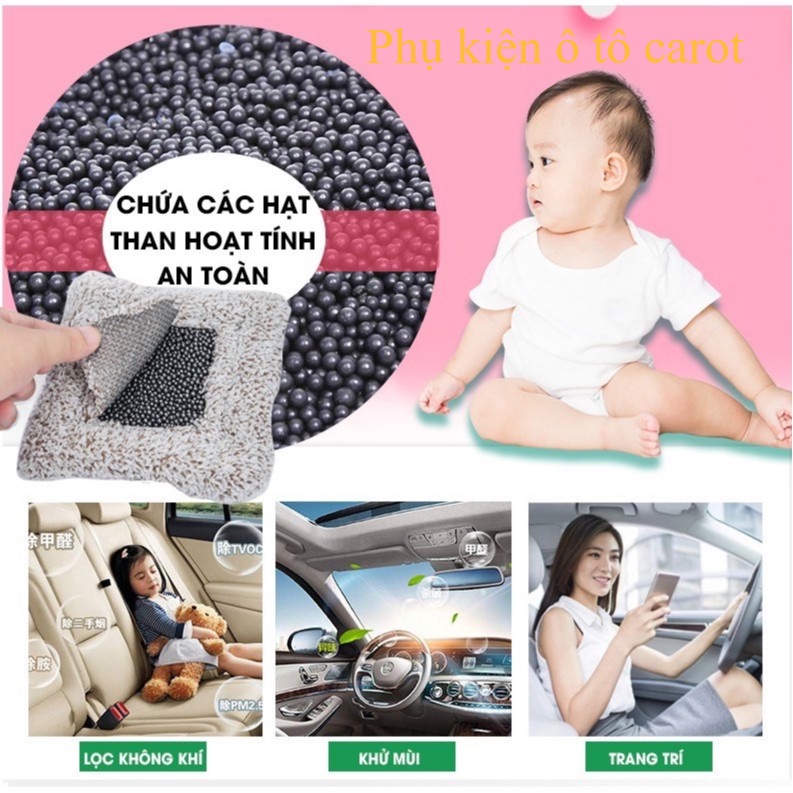 Thú bông lõi than hoạt tính khử mùi, lọc không khí trang trí taplo ô tô, xe hơi, bàn làm việc
