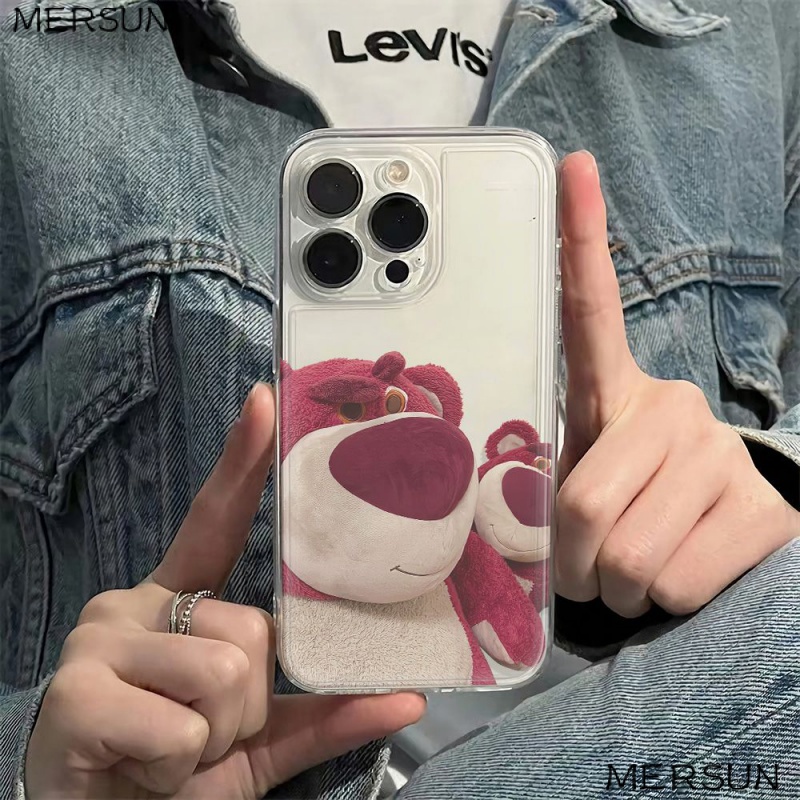 ✅Ốp Điện Thoại Mềm Chống Sốc Hình Gấu Dâu Tây Cho Iphone 14Pro Plus 1213 Max 1178 6In 4RIB