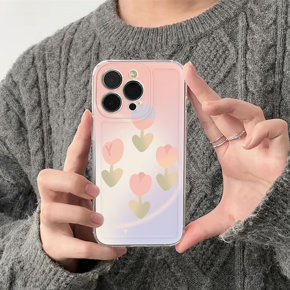 ✅Ốp Điện Thoại Mềm Chống Sốc Họa Tiết Hoa Tulip Đơn Giản Cho Iphone 78 14pro 13116ins Plus 12 Max Mty 8