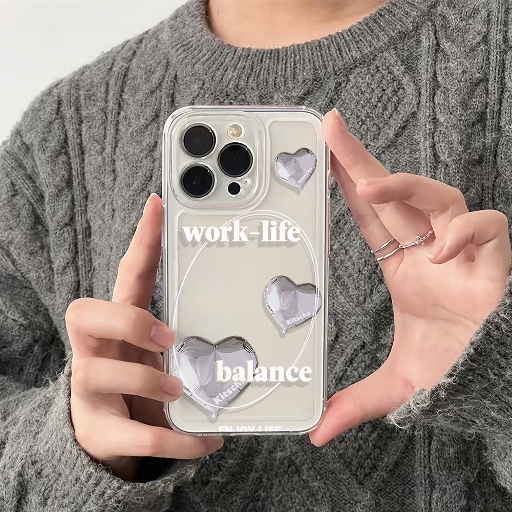 ✅Ốp Điện Thoại Dẻo Họa Tiết Trái Tim &amp; Bong Bóng Đơn Giản Chống Sốc Cho Iphone12Plus 13 7811Iphone12Pro max 14pro 6In 1