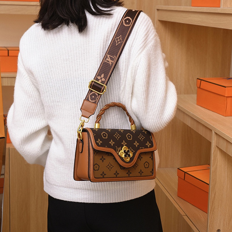 Túi Đeo Chéo Vuông Nhỏ In Họa Tiết Hình Học Màu Sắc Tương Phản Phong Cách Cổ Điển Thời Trang Cho Nữ