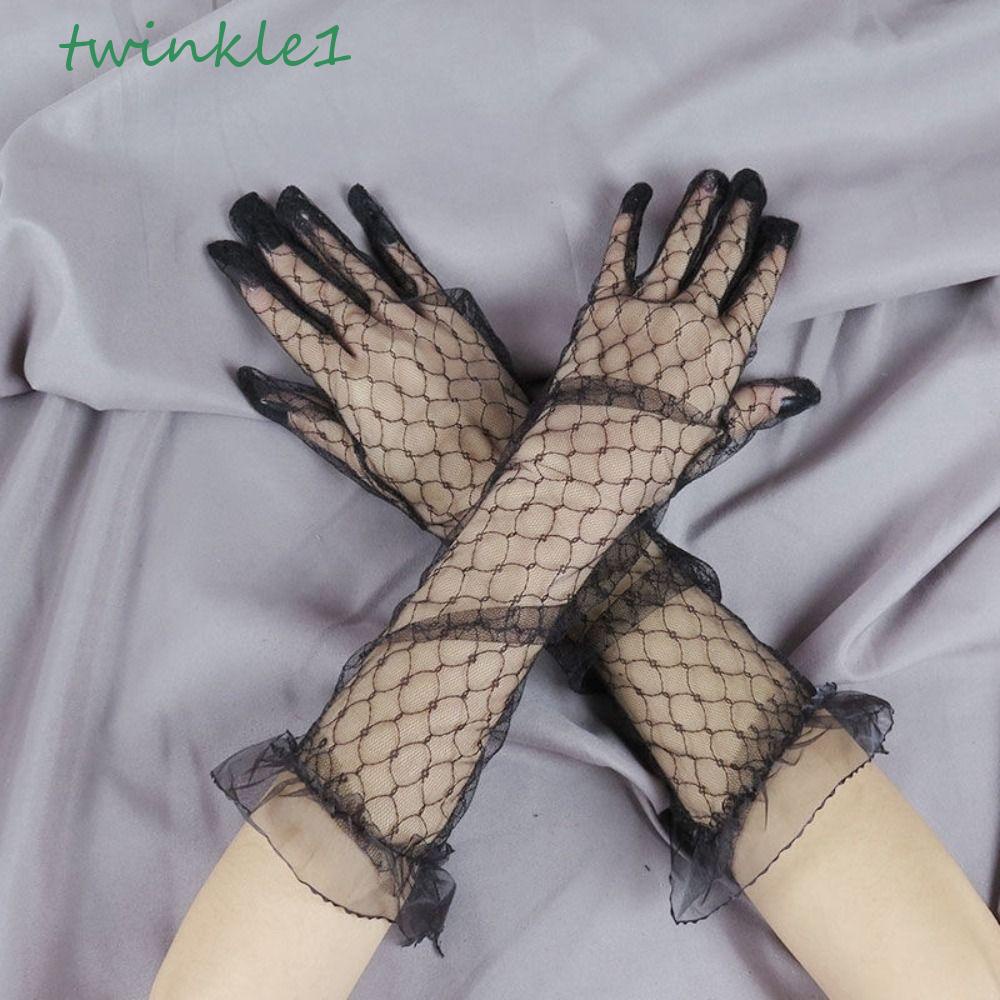 Găng Tay Lưới Mỏng Co Giãn Phụ Kiện Hóa Trang Cho Cô Dâu