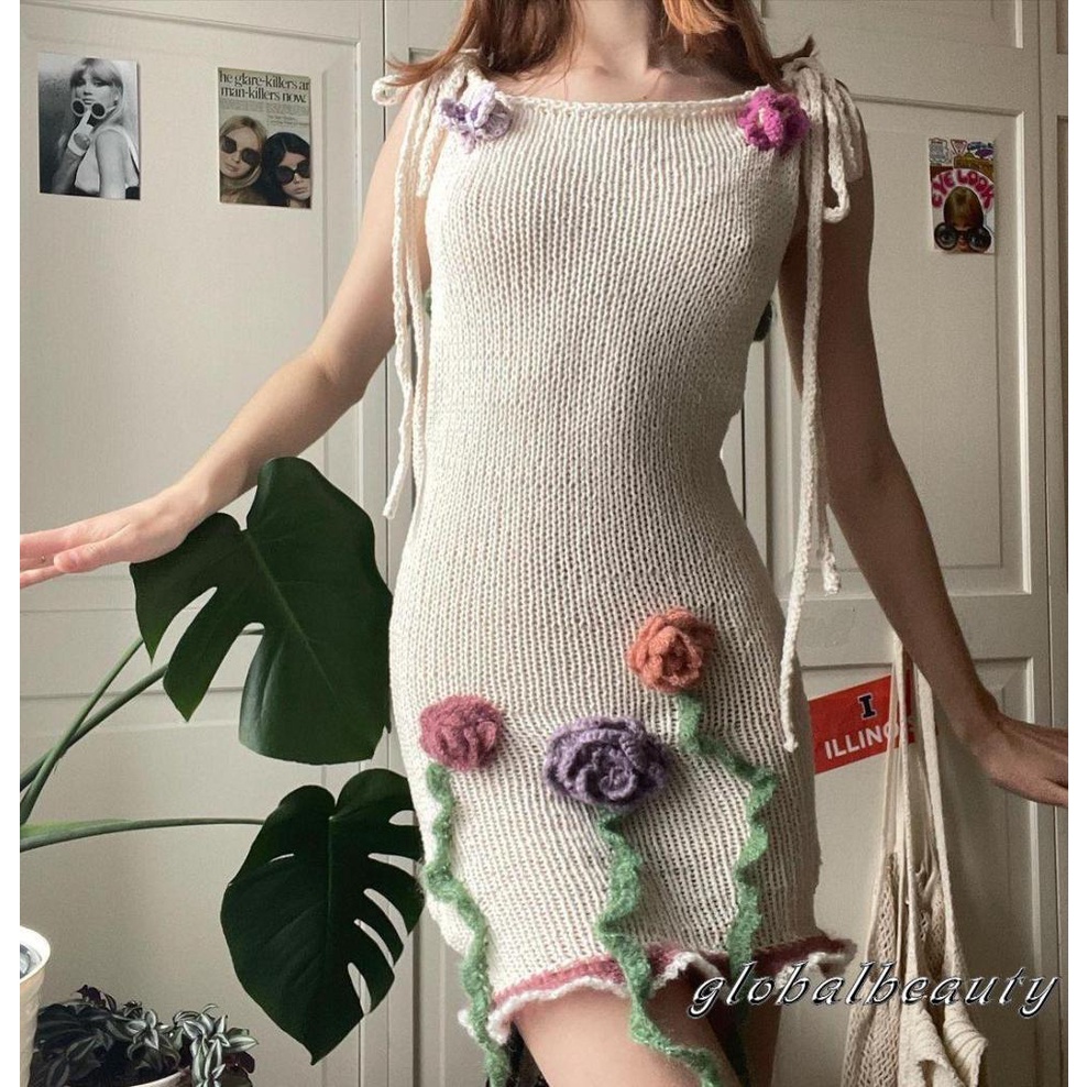 Đầm Dệt Kim Hai Dây Không Tay Họa Tiết Hoa Thời Trang Mùa Hè Cho Nữ