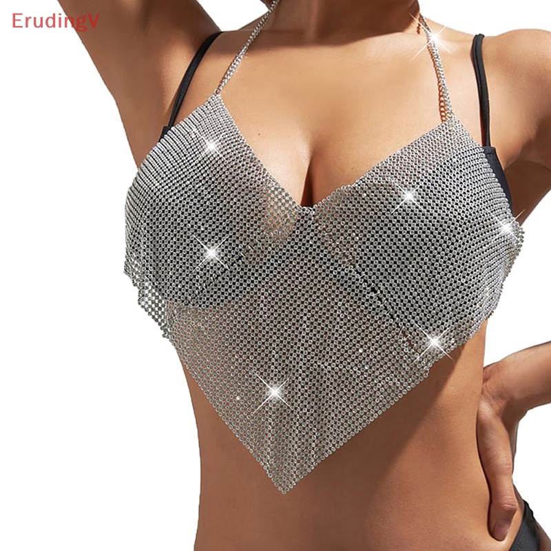 [ErudingV] Áo Croptop Đính Đá Hở Lưng y2k Dây Xích Đeo Cơ Thể Đi Tiệc Tùng Cho Nữ [Mới]