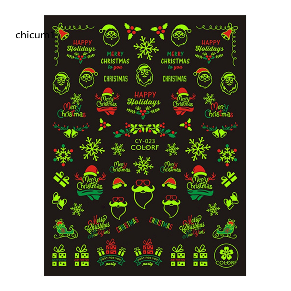 1 Tờ Nhãn Dán Trang Trí Móng Tay Chủ Đề Giáng Sinh Thân Thiện Với Môi Trường