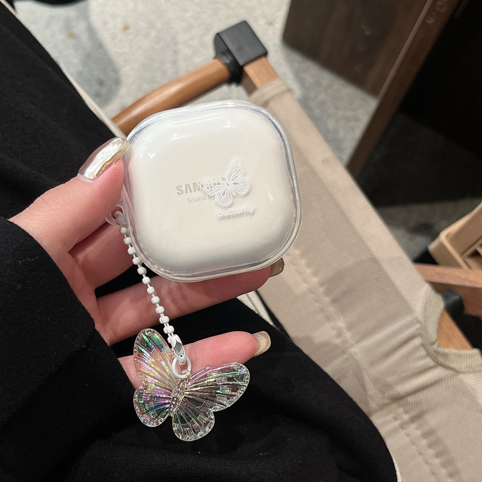Vỏ Bảo Vệ Hộp Sạc Tai Nghe Samsung Galaxy buds live / buds2 Pro Galaxy buds2pro Bằng Silicon Họa Tiết Ngôi Sao / Bướm Dễ Thương Kèm Móc Khóa Tiện Dụng