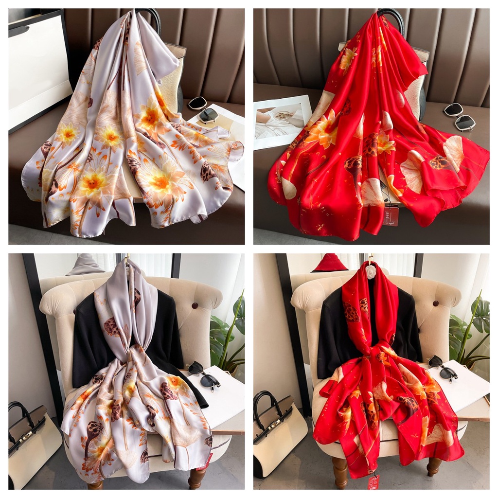 Khăn Quàng Cổ Chống Nắng Bằng Lụa Cỡ Lớn 180 * 90CM