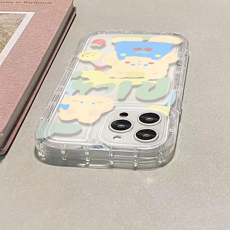 Ốp Điện Thoại Silicon TPU Mềm Trong Suốt Chống Sốc In Hình Gấu Cho IPhone 14 13 11 12 Pro XS Max X XR 7 + 8 Plus
