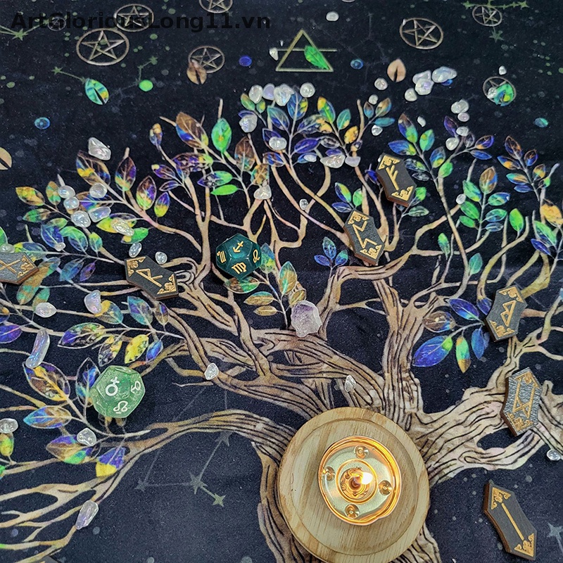 Khăn Trải Bàn Bói Tarot 4 Nguyên Tố Altar Vải Nhung Họa Tiết Phù Thủy Astroy Oracle