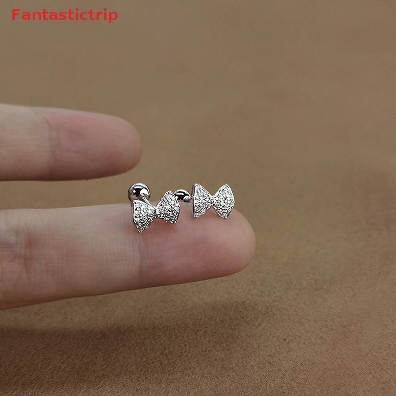 1 Đôi Bông Tai Hình Nơ Đính Đá Zircon Thời Trang Dành Cho Nữ