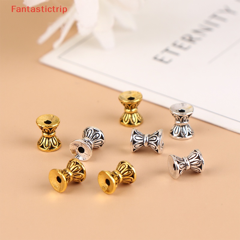 Set 10 Hạt Xâu Chuỗi Hai Mặt Hình Hoa Sen 6 X 5.5Mm Phong Cách Vintage Làm Trang Sức Thủ Công Mới