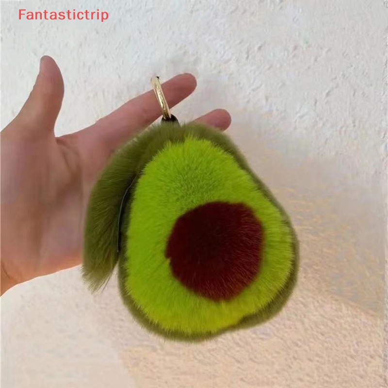 [Fantastictrip] Móc Khóa Lông Thỏ Giả Hình Quả Bơ Phụ Kiện Túi Xách Mới