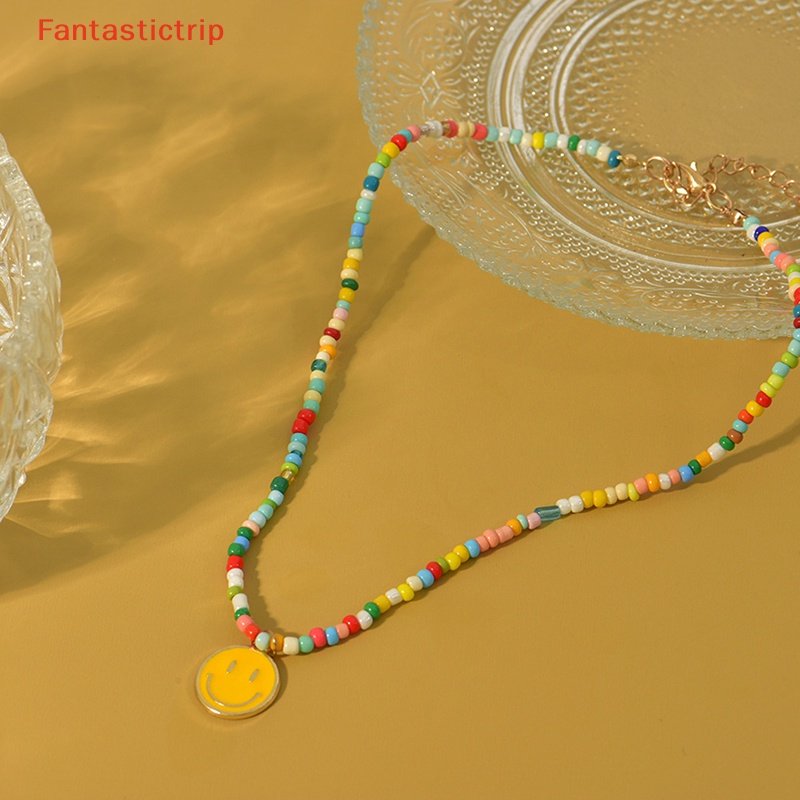 [Fantastictrip] Vòng Cổ Choker Chuỗi Hạt Mặt Cười Thả Dầu Tráng Men Dễ Thương Mới Cho Nữ