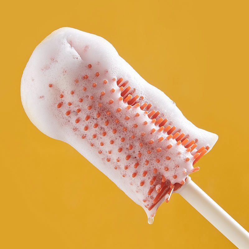 Bộ Bàn Chải Vệ Sinh Bình Sữa Em Bé Bằng Silicone Kèm Đế Đựng Tiện Dụng