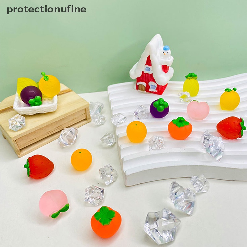 Set 5 Móc Khóa / Điện Thoại Mini Bằng Nhựa Phát Quang Hình Trái Cây Dễ Thương DIY