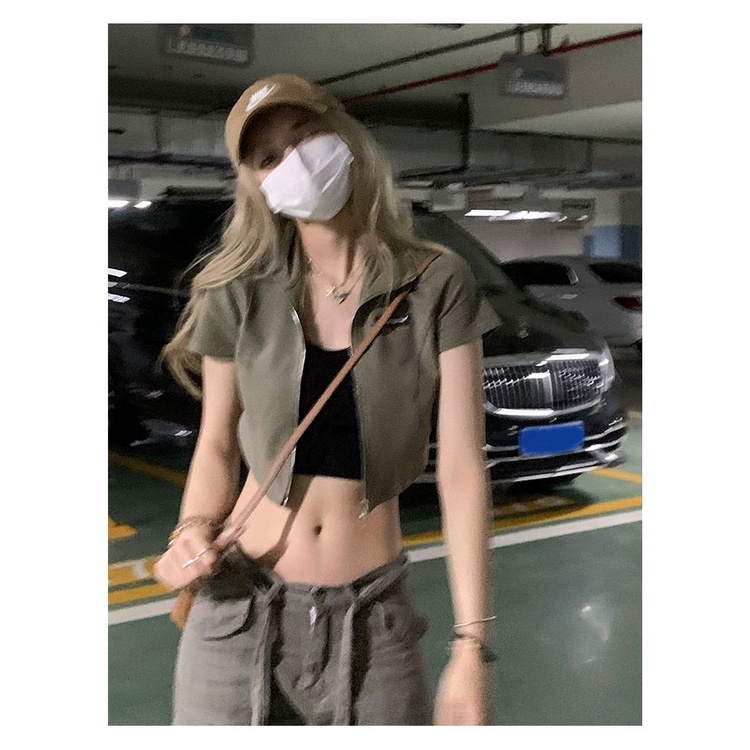 COZOK Áo Thun Tay Ngắn Cổ Polo Phối Khóa Kéo Thời Trang Trẻ Trung