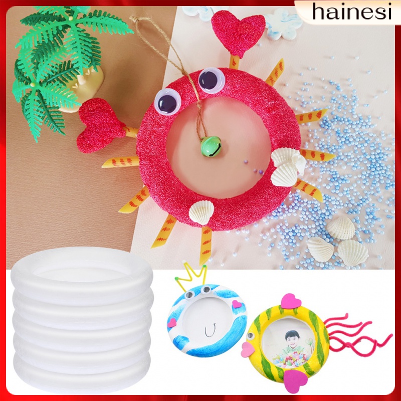 Set 10 Vòng Hoa Màu Trắng Bằng Xốp Chưa Trang Trí