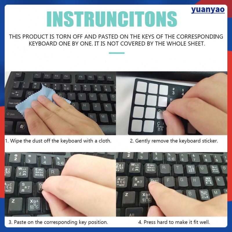 1 Tấm Sticker Dán Bàn Phím Máy Tính Họa Tiết Chữ Cái Tiếng Anh