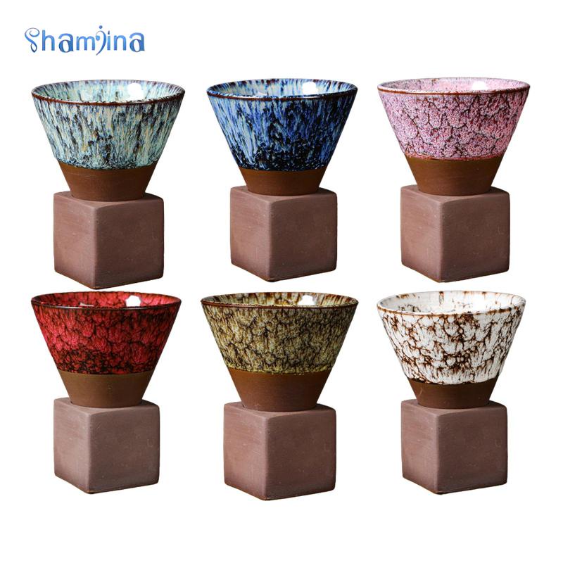 Shamjina Cốc gốm 200ml uống trà/ cà phê họa tiết hoa xinh xắn cổ điển sáng tạo phong cách Nhật Bản