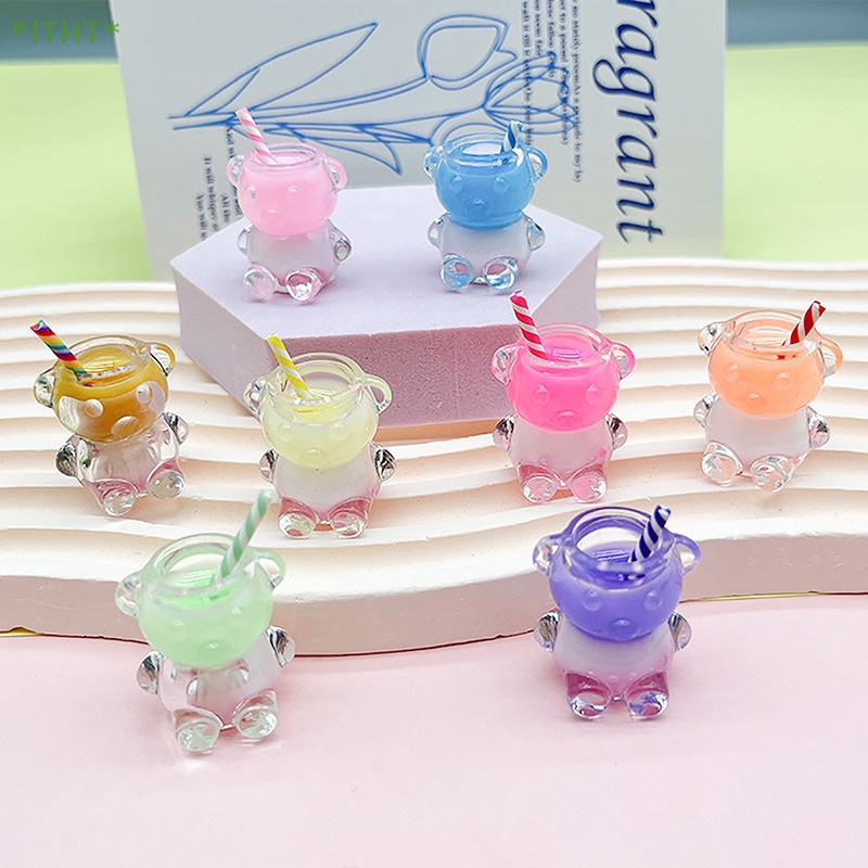 Bộ 2 Ly Uống Trà Sữa Mini Hình Gấu Phát Quang Dễ Thương Dùng Trang Trí Xe Hơi Mới