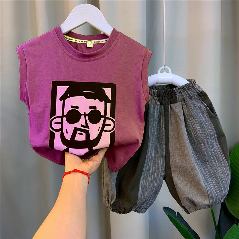 Áo Thun Sát Nách Cổ Tròn In Họa Tiết Hoạt Hình Dễ Phối Đồ Thời Trang Cho Bé Trai